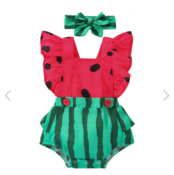 SWEET WATERMELON Romper with Headband - Hazel & Bo