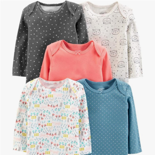 Simple Joys by Carter's Baby Girls' Long-Sleeve Bodysuit, Pack of 5