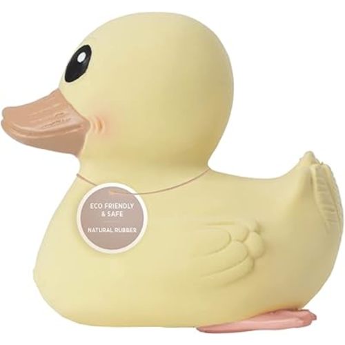 HEVEA Kawan Mini Rubber Duck - 100% Natural Rubber Baby Bath Toy - Eco Friendly, Perfect for Playing, Teething, and Bathing - Mold Free Bath Toys - Eggnog