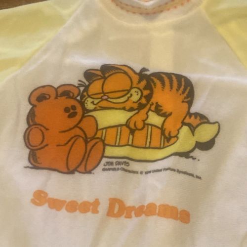 Vtg Garfield Pookie Yellow Baby Sleeper Pajamas Size Small 0-13lbs