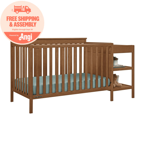 Delta Children Ellie 5-in-1 Convertible Crib and Changer - Greenguard Gold Certified, Chestnut