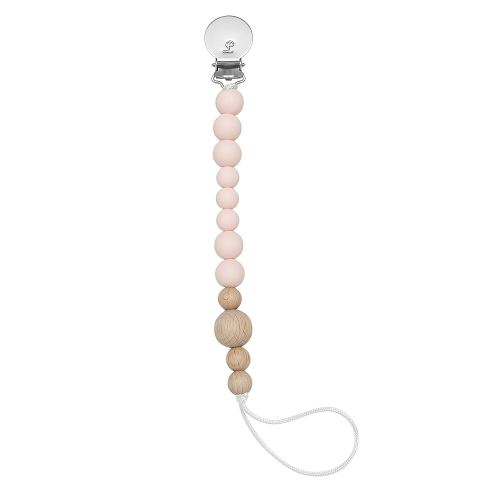 Colour Block Pacifier Clip – Food-Grade Silicone Soother Holder & Teether Strap – Secure, Non-Toxic Binky Clip for Babies – Durable, Stylish, and Easy to Clean – Unisex Baby Accessory - Pink Quartz