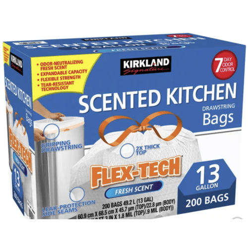 Kirkland Signature Flex-Tech 13-Gallon Scented Kitchen Trash Bags, 200-count