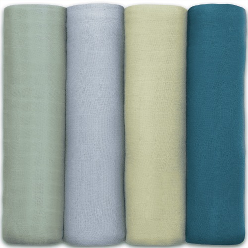 Comfy Cubs Muslin Swaddle Blankets - Neutral Receiving Blanket, Wrap for Boys & Girls (Sage, Pacific Blue, Fern, Neptune)