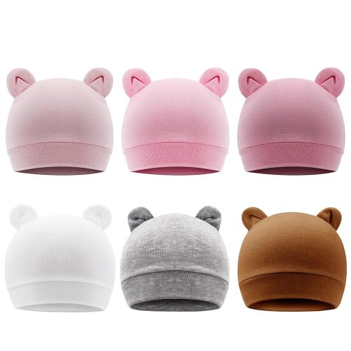 DRESHOW BQUBO 6 Pack Baby Hats for Boys Girls Unisex Baby Hat Soft Knit Cap Nursery Beanie for Newborn Infant Toddler Kid