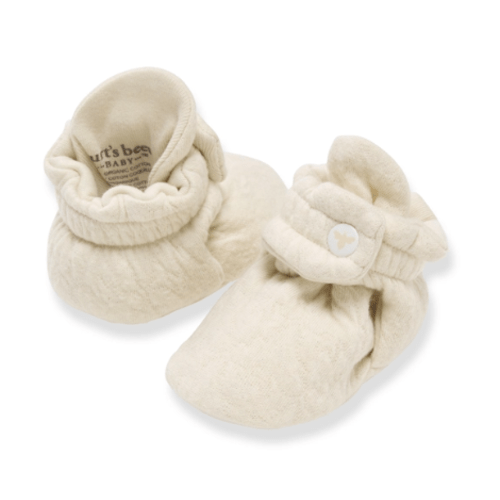 Organic Cotton Quilted Bee Baby Booties Oat