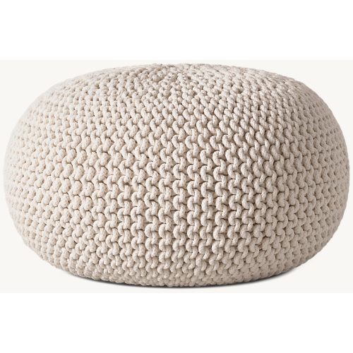 Knit Cotton Round Pouf - Natural | RH TEEN