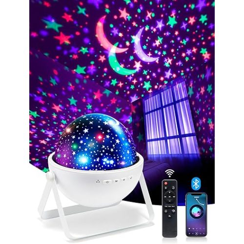 Star Projector for Kids 15 Colors, Remote+HiFi Bluetooth Speaker Star Night Light Projector for Bedroom,360°Rotating+AUTO Timer Kids Night Light Projector Lights for Bedroom,Kids & Baby Gift.