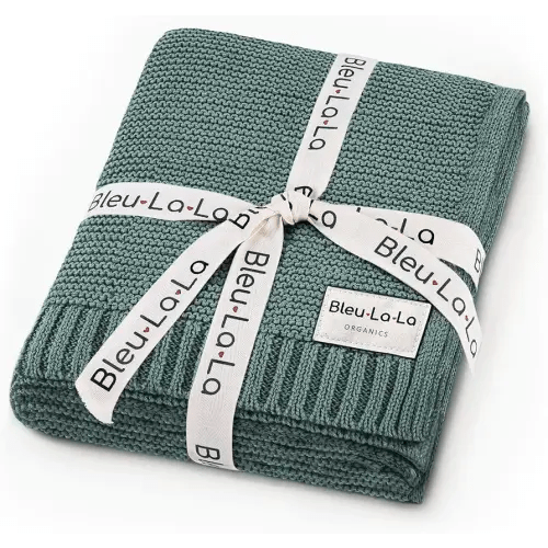 Heritage Knit 100% Organic Cotton Baby Swaddle Blanket for Boys and Girls - Soft Warm Cozy Unisex Receiving Cuddle Blanket for Newborns, Infants & Toddlers (Hunter Green, 0-2 Years)
