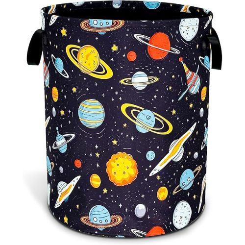 Galaxy Planet Laundry Basket Oxford Cloth Universe Laundry Hamper With Handle Foldable Portable Clothes Storage Basket 18.9 X 16.5 Inch Storage Bag For Laundry Room/Bathroom/Bedroom/Dormitories