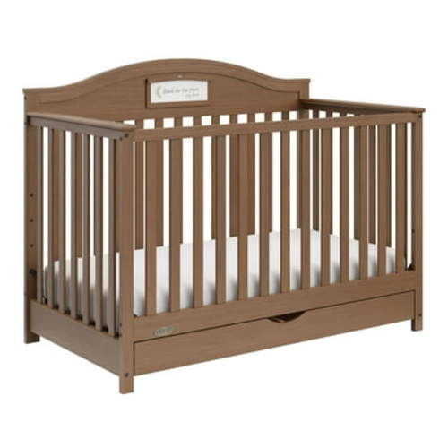 Graco Story 5-in-1 Convertible Baby Crib with Drawer and Reversible Headboard, Hazelnut