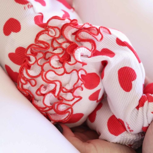 XOXO Waffle Bamboo Zipper Ruffle Footie