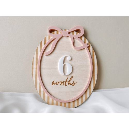 Baby Girl Monthly Milestone Pink Bow Baby Girl Milestone Marker Girl Baby Milestone Bow for Baby Girl Month Milestone Baby Name Sign Birth