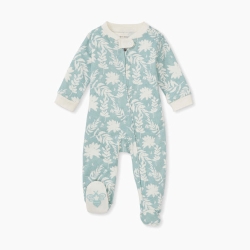 Burt's Bees Baby Sleep and Play PJs, 100% Organic Cotton One-Piece Zip-Up Pajamas - Succulent Skeleton, Newborn