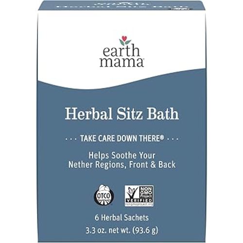 Earth Mama Herbal Sitz Bath | Pregnancy & Postpartum Essentials, Soothing Sitz Bath for Hemorrhoids with Witch Hazel, & Calendula, 6-Count
