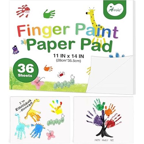 AROIC 36 Sheets Finger Paint Paper 11 x 14 inches, Paint Pad for Kid, Fingerpaint Paper For Toddlers And Kids, Toddlers Art Supplies, Art Painting Pad Set for Finger Painting, Drawing