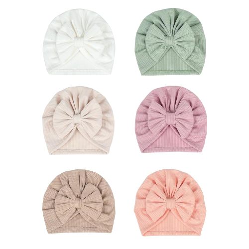 6 PCS Stretchy Baby Turban Hats, Baby Hat with Bows for Girls, Baby Boys Caps, Toddler, Newborn, Infant Hat Unisex