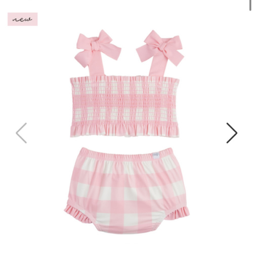 Girls' Gingham Smocked Swimsuit | Mud Pie