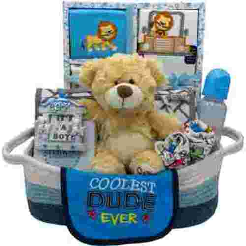 Nikki's Gift Baskets Welcome Home Baby Boy Gift Set, Blue, Newborn Essentials, 5-Piece