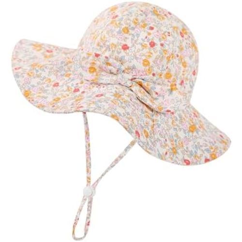 Baby Girl Sun Hat Toddler Beach Hats with UPF 50+ Protective Infant Summer Hat with Wide Brim Baby Girls Bucket Hat Swim Hat