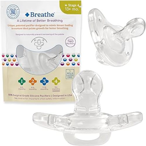 Breathe Orthodontic Baby Pacifier - 13+ Months – Natural Oral & Facial Development – BPA-Free, Latex-Free, Pediatrician Developed – 100% Silicone 2 Pack