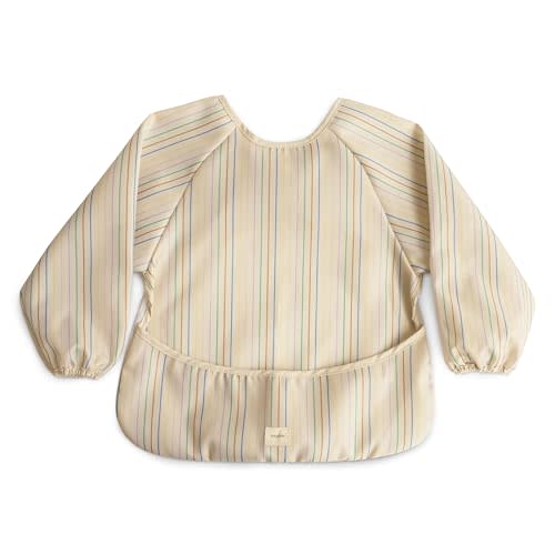 mushie Long Sleeve Baby Bib | Mess Free & Waterproof Fabric for Toddlers | Adjustable Fit for Ages 6-24 Months