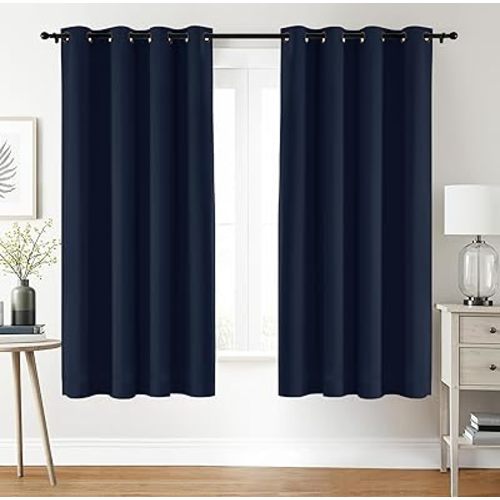 Utopia Bedding Blackout Curtains for Bedroom Grommet Window Curtains 54 Inch Length 2 Panels Thermal Insulated Drapes for Living Room (Navy, 42W x 54L Inches)
