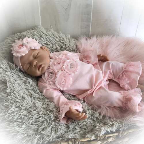 Newborn Pink Lace Ruffle Romper, Baby Girl Coming Home Outfit