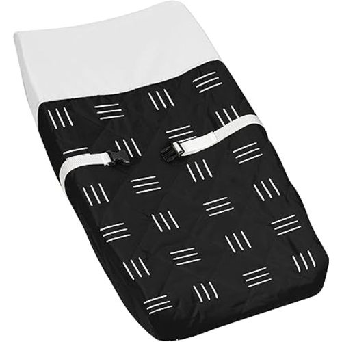 Sweet Jojo Designs Black Boho Mudcloth Boy or Girl Baby Nursery Changing Pad Cover - White Bohemian Woodland Tribal Southwest Geometric Mud Cloth Hatch Gender Neutral Triple Line