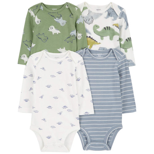 Baby 4-Pack Long-Sleeve Dinosaur Bodysuits - Carter's | Carter's