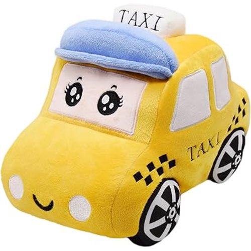 Soft Plush Taxi Stuffed Car Toy Super Cute Yellow Truck Plushie Excellent Gifts for Kids or Birthday Party 10.6 Inches (Taxi)