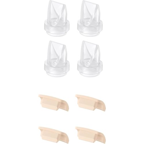 eufy Original Duckbill Valves (4-Pack) and Spout Cap (4-Pack) for Wearable Breast Pump E10/S1/S1 Pro, Breast Pump Replacement Parts