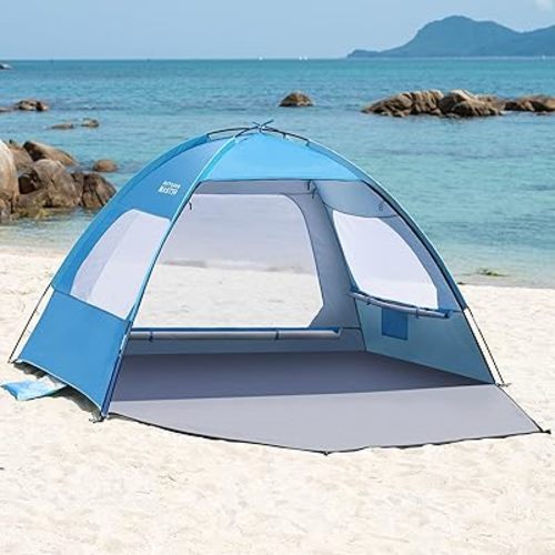 OutdoorMaster Beach Tent for 3/4/6/8 Person, Portable Sun Shade Shelter