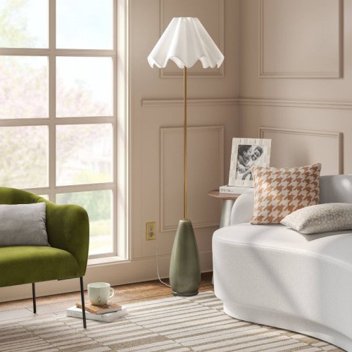 Wavy Shade Collection with Ceramic Base Floor Lamp Green - Threshold™ - Shipt