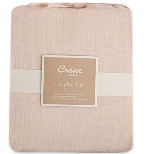 Muslin Fitted Crib Sheet (Desert Pink)