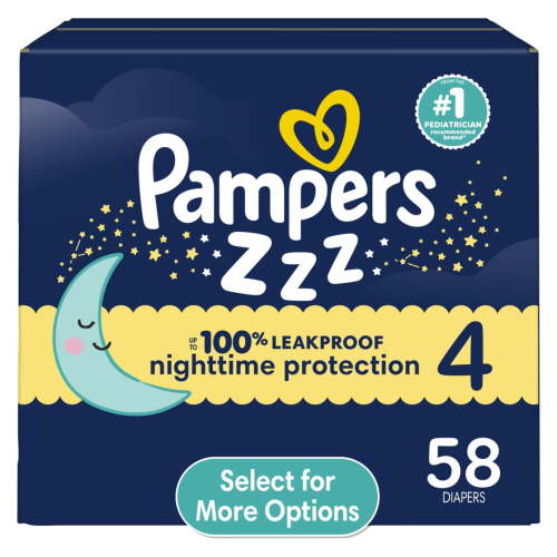 Free Shipping! Pampers Swaddlers Overnight Diapers Size 4 58 Count Gentle Skin Protection for Up to 12 Hours