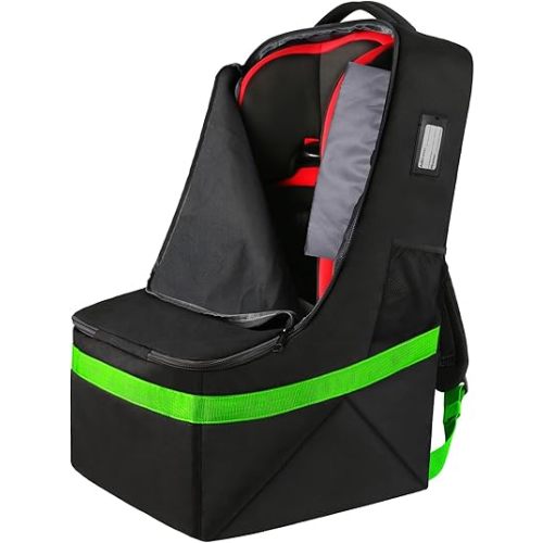 YOREPEK Car Seat Travel Bag, Padded Car Seats Backpack for Air Travel, Heavy Duty Carseat Travel Bag for Airplane, Airport Gate Check Bag (Green)