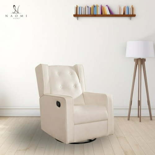 Odelia 360 Swivel Glider Rocker Recliner, Tufted Nursery Chair with Manual Puller, Plush Cushioning, Soothing Rocking Motion with Microfiber Fabric for Living Room, Bedroom, Apartment Cream