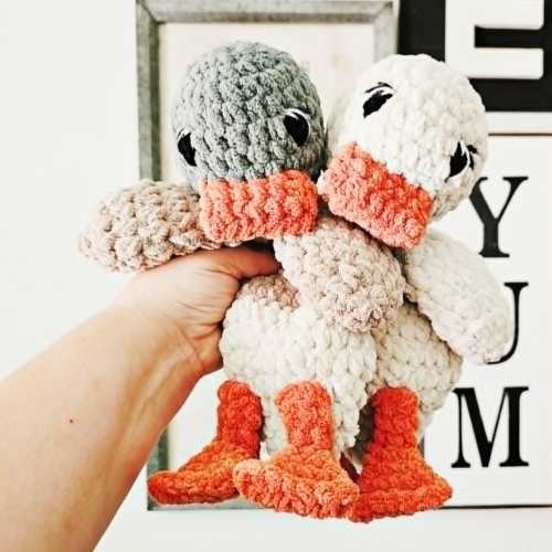 Crochet Duck Baby Lovey Snuggler Baby Toy Gift Crochet Duck Toy Security Blanket Baby Shower Gift Nursery Decor Mallard Duck