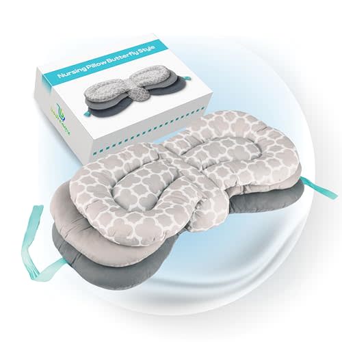 bodreamz Nursing Pillow for Breastfeeding and Bottles, Ideal for Feeding Newborns 0-5 Months, 100% Cotton, Adjustable Support Cushion for Parent Use, Mom - Dad