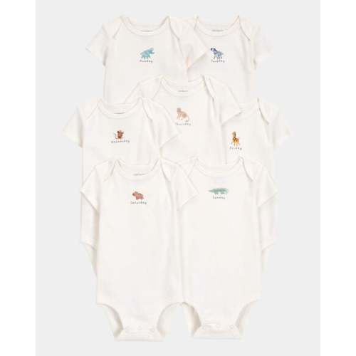 Baby 7-Pack Days Of The Week Short-Sleeve Cotton Bodysuits - Ivory - Carter's | Carter's