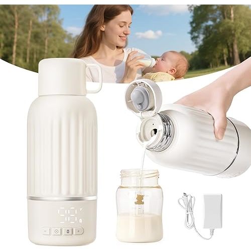 Snow Bear Portable Bottle Warmer for Travel, Fast Heating in 2.5 Mins for Breast Milk, 10200mAh Battery with LED Display, 17oz Large Capacity, Baby Bottle Warmer with Precise Temperature Control