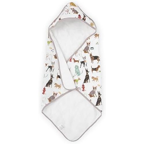 Little Unicorn Premium Muslin & Terry Hooded Towel, 30x30 (Woof)