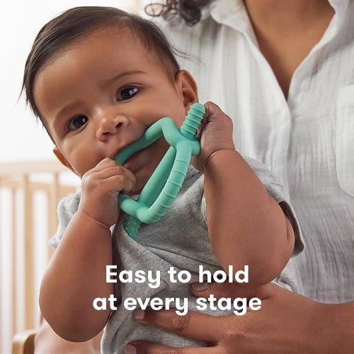 Frida Baby Get-A-Grip BabyTeether for Teething Relief | 100% Food-Grade Silicone Teething Toys for Baby 0-6, 12, 18 Months Infant, BPA-Free, PVC-Free | Teal