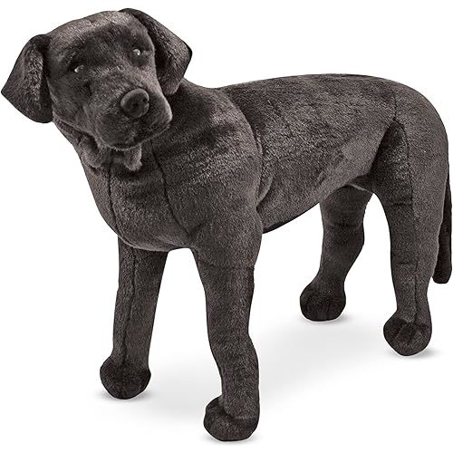 Melissa & Doug Giant Black Lab - Lifelike Stuffed Animal Dog (over 2 feet tall), Soft Polyester Fabric, Beautiful Black Lab Markings, Handcrafted, 77.47 cm H x 49.53 cm W x 24.13 cm L