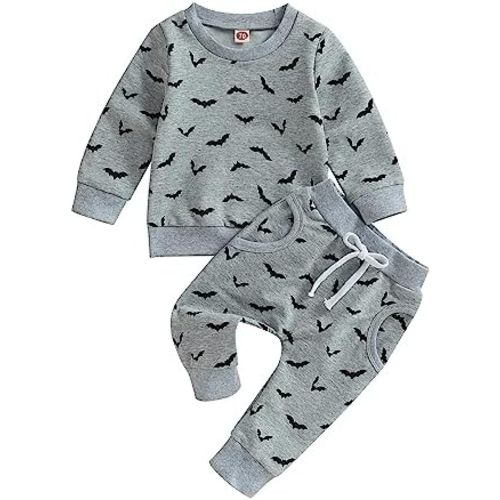 YINGISFITM Baby Girl Boy Halloween Outfit Halloween Pumpkin Shirt Spook Sweatshirt Top Pants Set Toddler Fall Winter Clothes