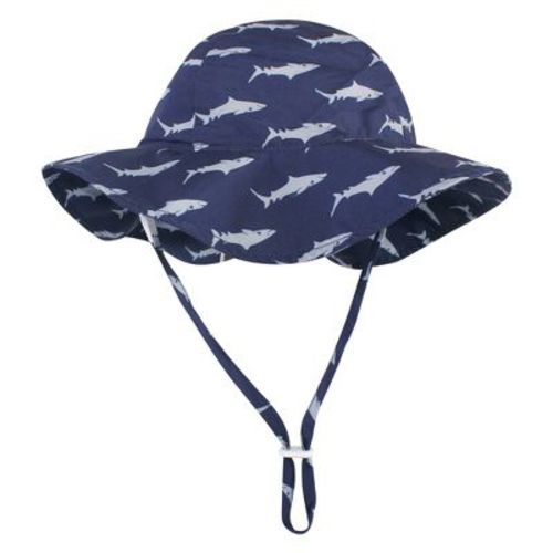 Hudson Baby Infant and Toddler Boy Sun Protection Hat, Blue Shark, 6-18 Months