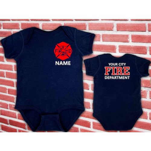 Firefighter Navy Infant Bodysuit With Maltese Cross and - Etsy