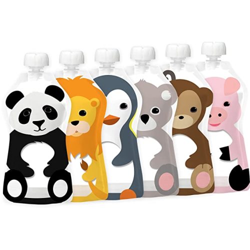 SQUOOSHI Reusable Baby Food Pouches - 5 oz - 6 Large Pouches - Baby Food Storage - Pouches Toddler - Refillable Squeeze Pouch for Kids - 5 Ounce (Pack of 6)