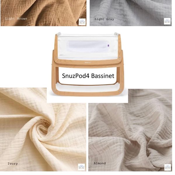 Snuzpod 4 Bassinet Cradle Custom Made Fitted Sheet - Organic Cotton Gauze